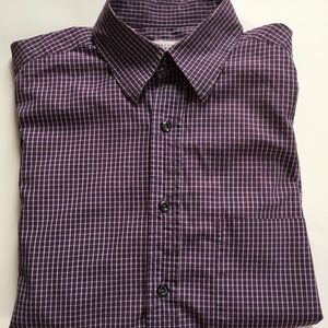 Barney’s New York Men’s Purple Plaid Dress Shirt